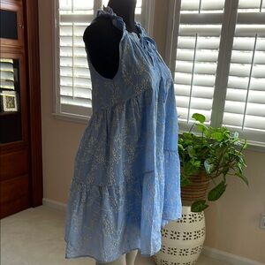 Nordstrom Blue Ruffled Tie Front Sundress